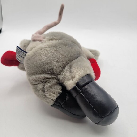 Mattel Emotions Vintage Christmas Gray Mouse Plush Red Scarf Black Boots Stuffed - Picture 8 of 13